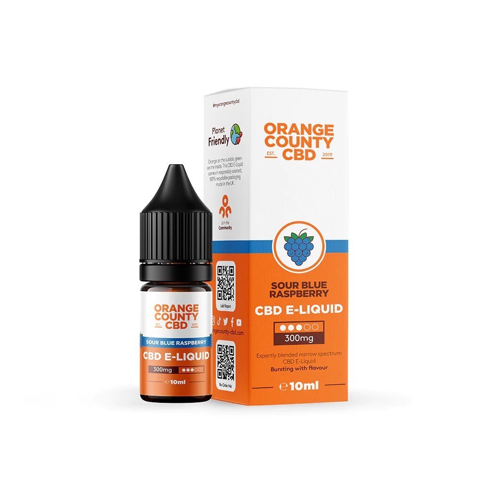 Sour blue raspberry CBD E-Liquid (10ml) 300mg by Orange County