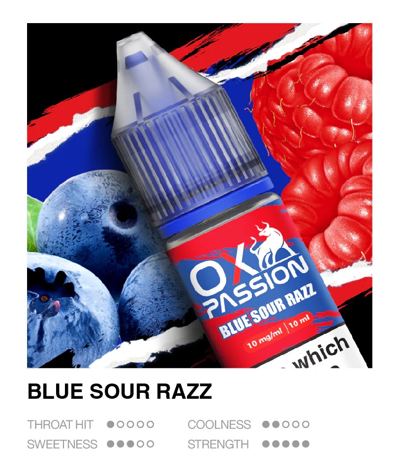 Ox Passion Blue Sour Razz 10ml nic salts