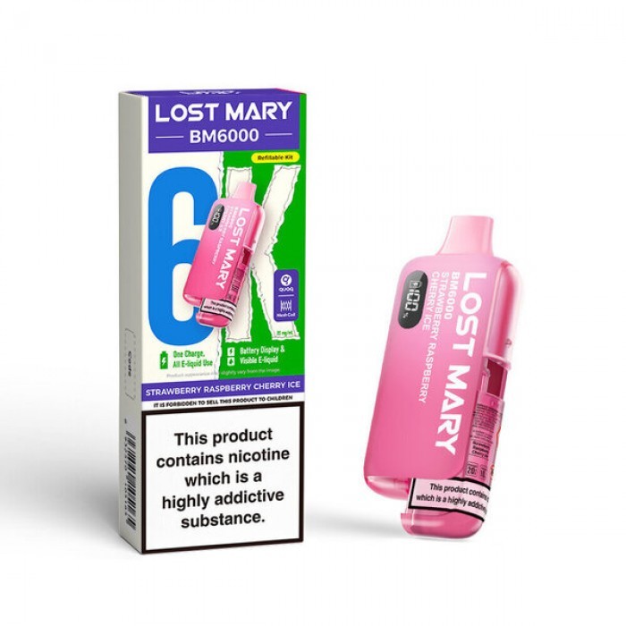 Lost Mary BM6000 Prefilled Pod Kit Strawberry Raspberry Cherry Ice